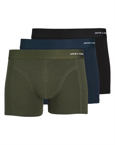JACBasic Bamboo Trunks 3 Pack Underbukser - Forest Night/Black/Navy